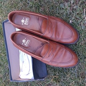 Alden men's brown leather slip on dress shoes. Worn once.